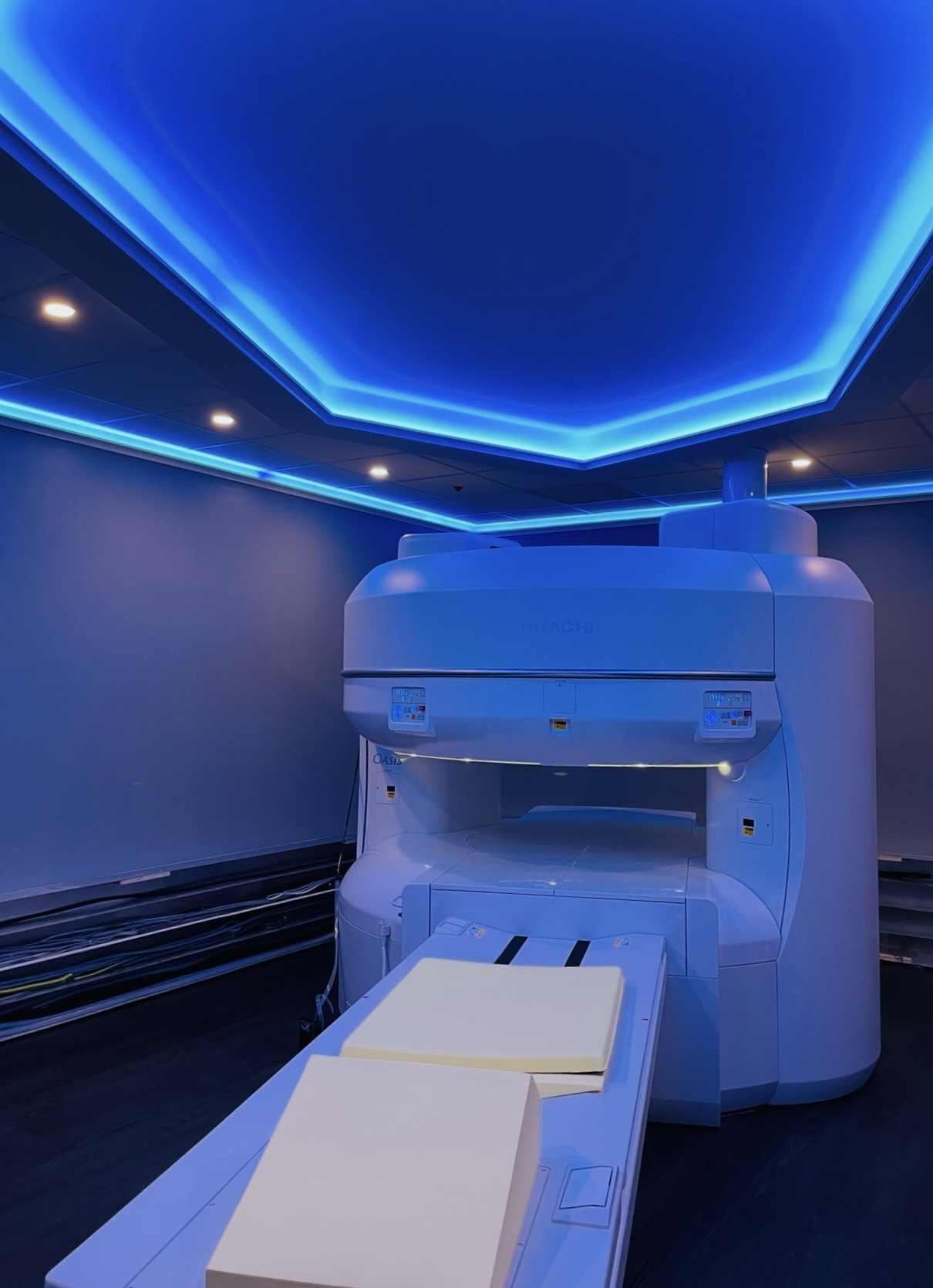 Open MRI suite with ambient lighting